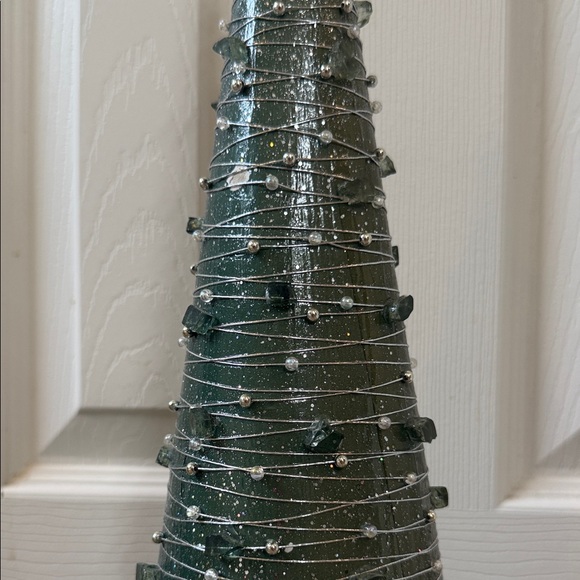 Sophisticated Green Holiday Cone Tree with gems, beads and glitter. - Picture 3 of 4